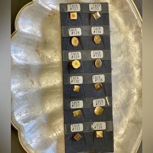 Natural Diamond in some and 10k gold. Listing is for ONE vintage tie tac.